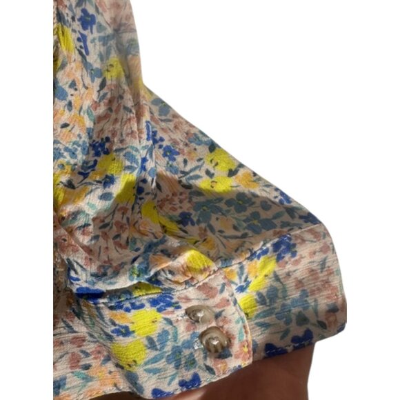Democracy floral rayon 3/4 sleeve blouse, size‎ large - Picture 3 of 5